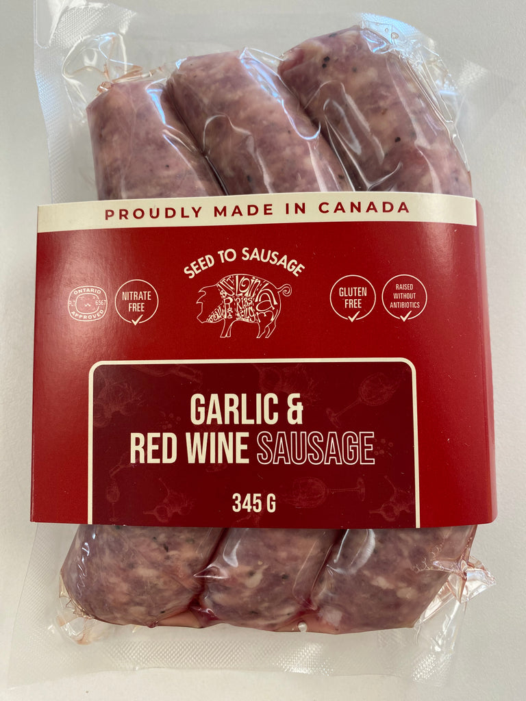 SEED TO SAUSAGE - Garlic & Red Wine Sausages 3pk 345g