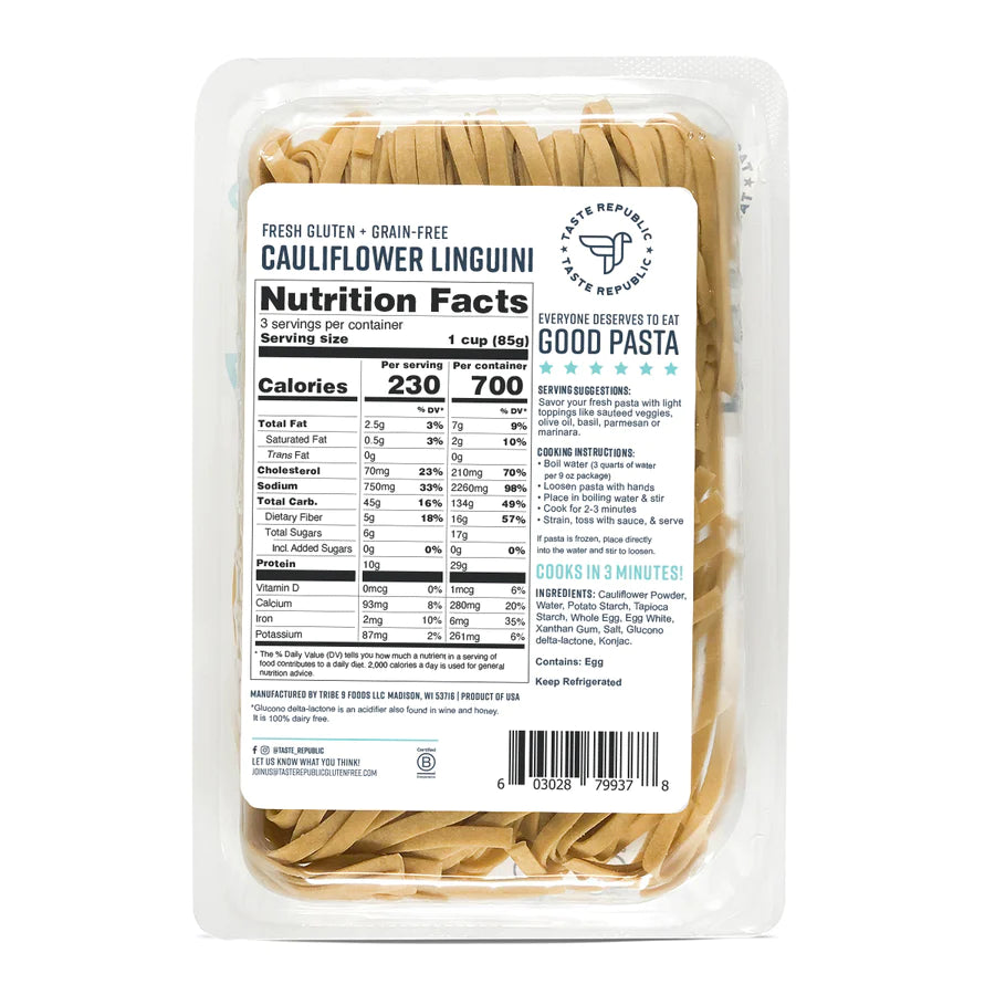 Taste Republic Fresh Pasta - Gluten Free Cauliflower Linguine