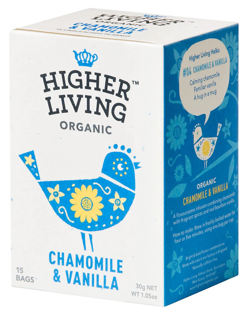 Higher Living Organic Tea - Chamomile & Vanilla 15 bags 30g