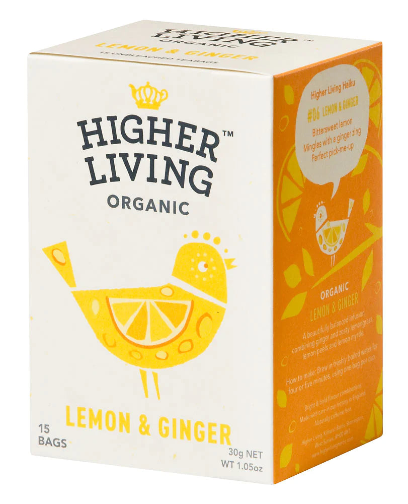 Higher Living Tea - Lemon & Ginger 15 bags 30g