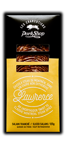 LAWRENCE Montreal Steak Spice SLICED salami 125g - Les Charcutiers Pork Shop