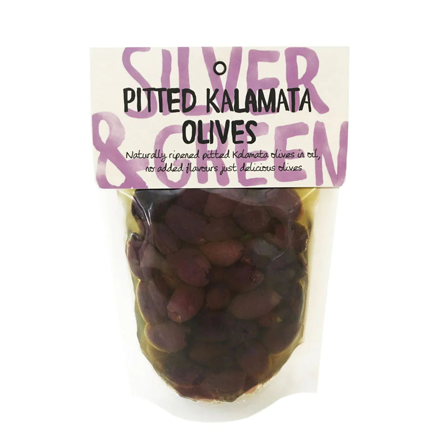 SILVER & GREEN KALAMATA OLIVES (PITTED) 220G