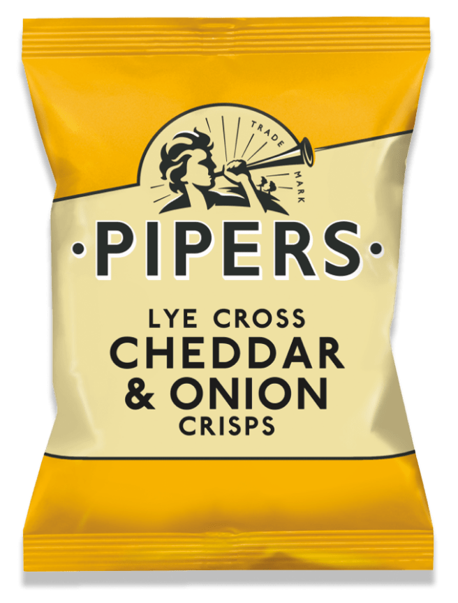 PIPERS ENGLISH CRISPS - LYE CROSS CHEDDAR & ONION 150G