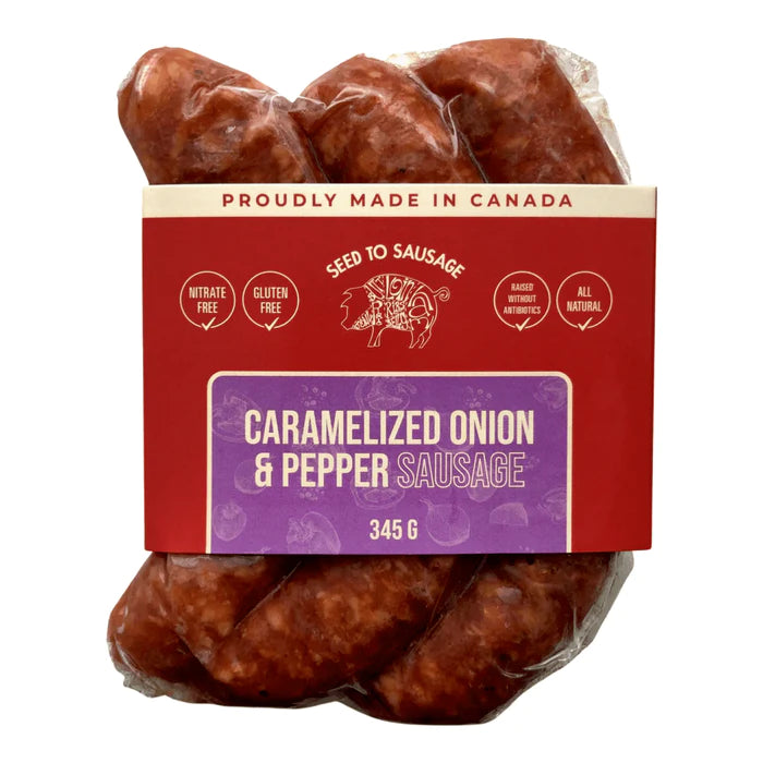 SEED TO SAUSAGE - Caramelised Onion & Peppers sausages 3pk 345g